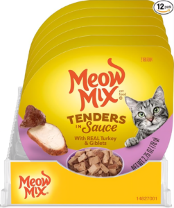 Meow Mix Tenders in Sauce, Wet Food with Real Turkey & Giblets, 12 Cups